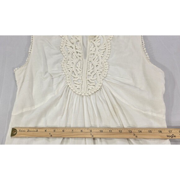 LEL Womens Embroidered Cotton Dress Lace Ivory Cottage Bride Romantic Tall Sz 12 - Picture 12 of 13